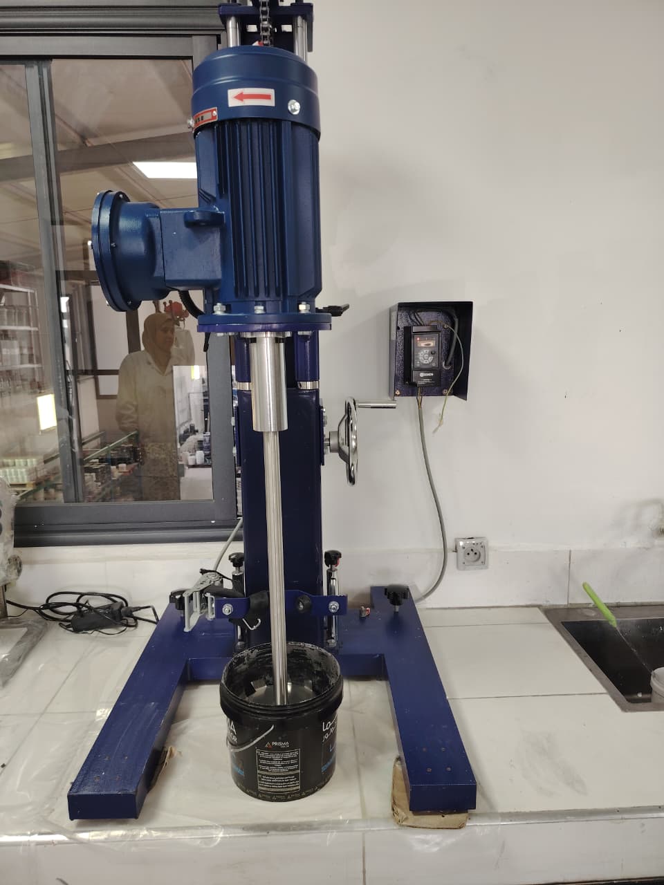 Industrial paint mixer at Prisma Color, Meknes
