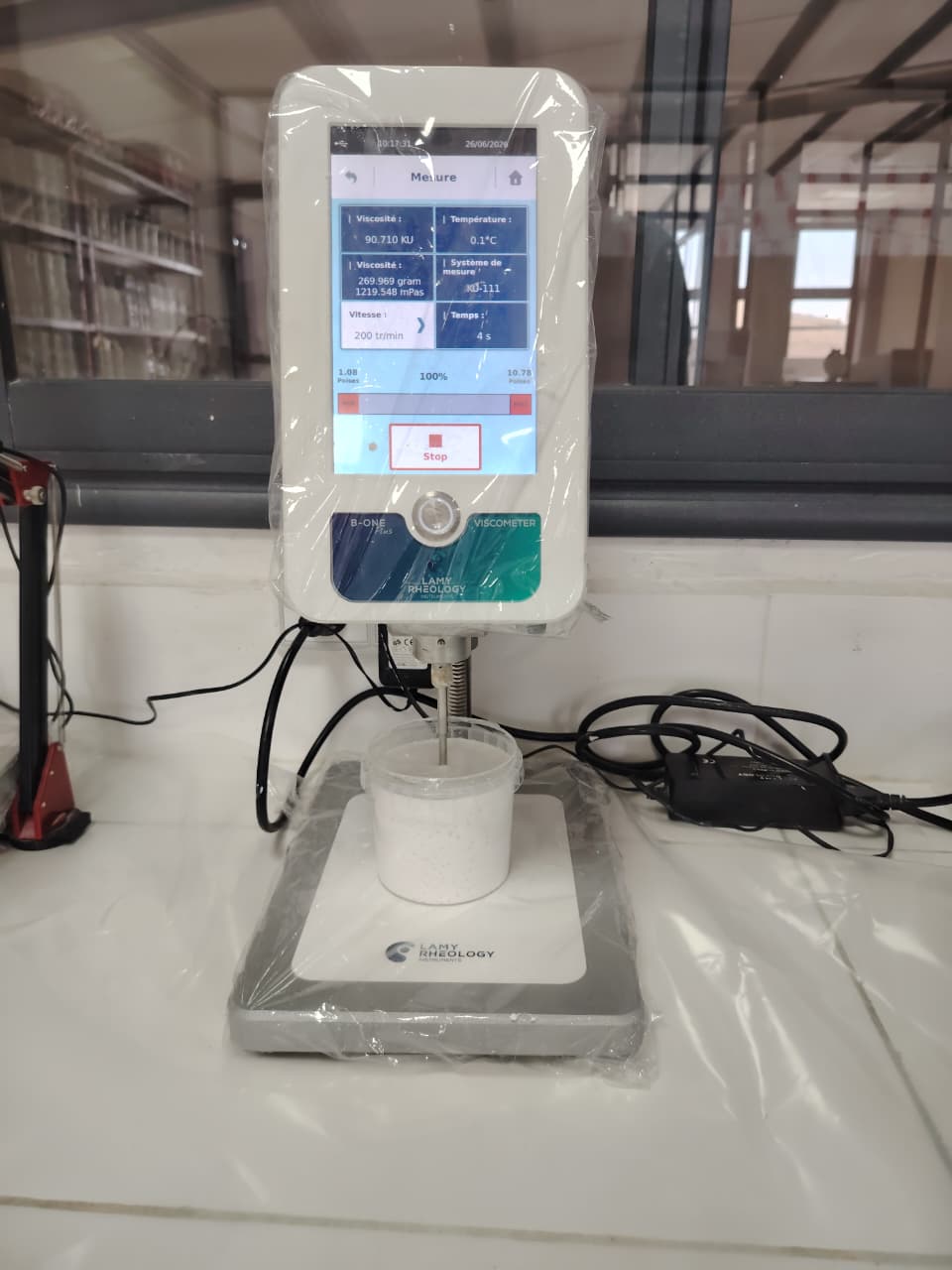 Paint viscosity measurement at Prisma Color laboratory, Meknes
